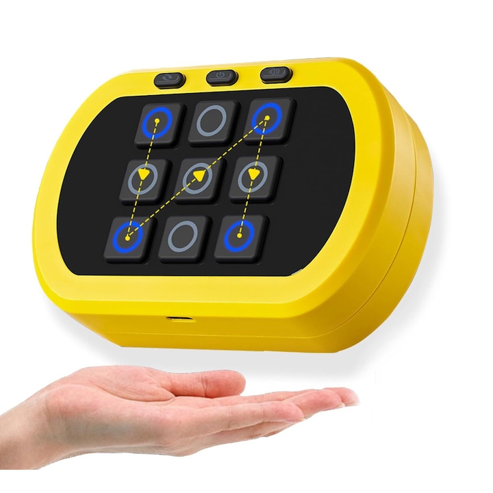 Interaktív elektronikus játék X és 0 KidProtect® NextMove XO, 5 az 1-ben, 5 játéktípussal, tökéletes utazáshoz, hangokkal és fényekkel, elfér a zsebben, fejleszti az intelligenciát és a memóriát, sárga