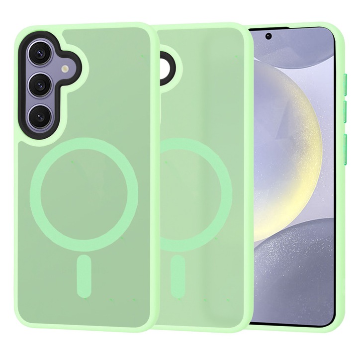 Husa pentru Samsung Galaxy S24 Plus, MagSafe, Stef's Cat, Verde Deschis