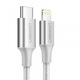 Cablu UGREEN type-C la Lightning, 2m, 3A, Nylon braided, alb