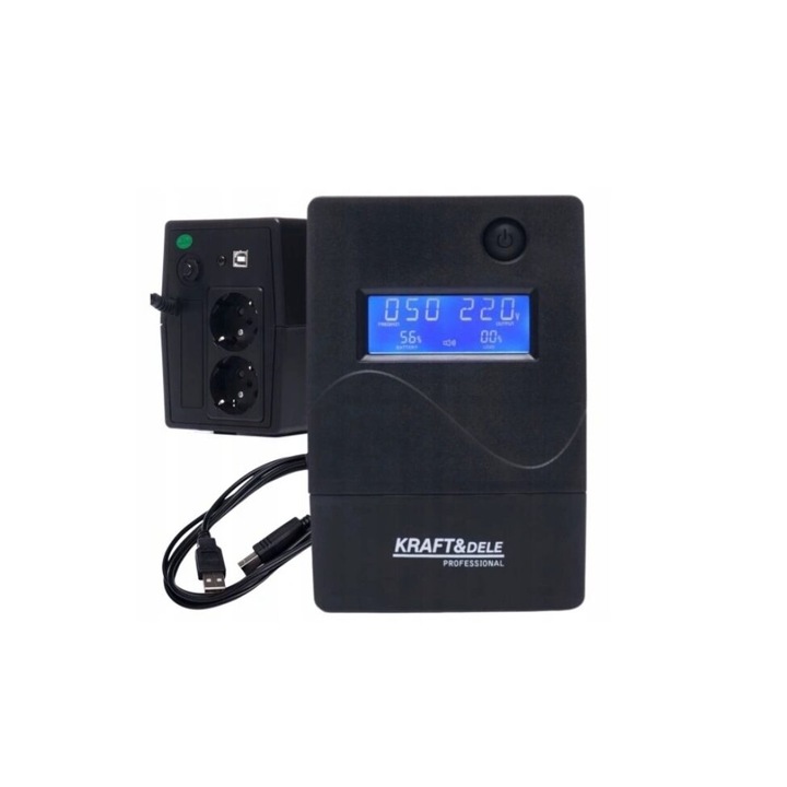 UPS, feszültségstabilizátor 220V, LCD kijelző, 1000VA / 600W, Kraft