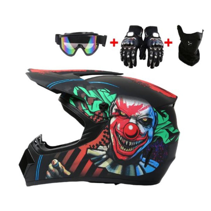 Casca motocross pentru tineri, cu ochelari de protecție, mănuși, detasabilă, L