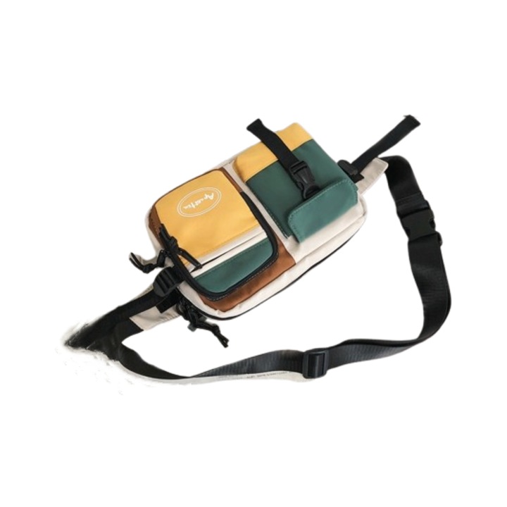 Чанта за през рамо или ръчна, Водоустойчива, няколко отделения, размери 24X5X15см, бяла