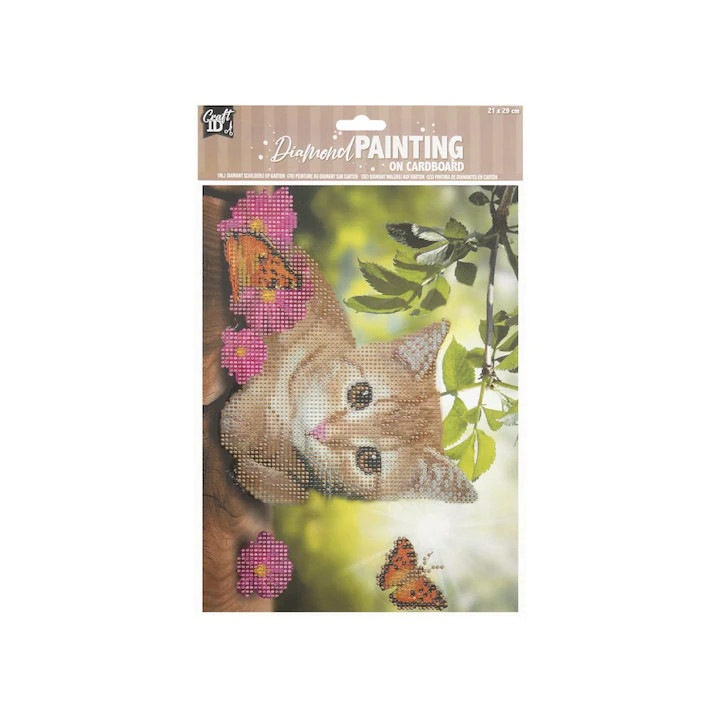 Set pictura Grafix, imagine pre-imprimata A4, 5 culori, pisica