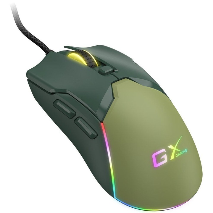 Mouse Genius GX Gaming Scorpion M700 RGB, verde armat, 7200DPI, cablu, USB