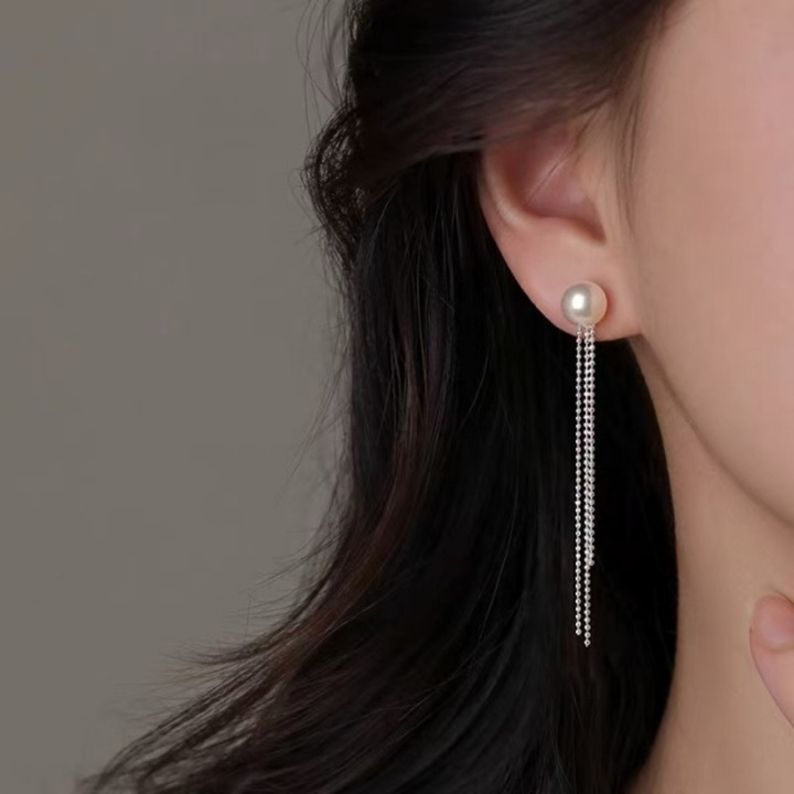 Cercei dama CK argint 925 perle sintetice 6.5cm argintiu