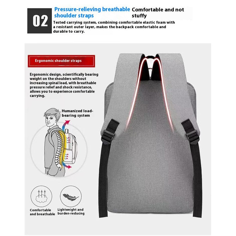 Rucsac laptop, Redapric, multifunctional, USB, 32x16x46cm, gri/negru