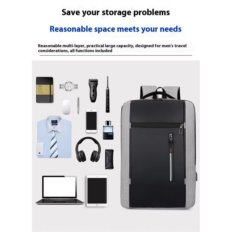 Rucsac laptop, Redapric, multifunctional, USB, 32x16x46cm, gri/negru