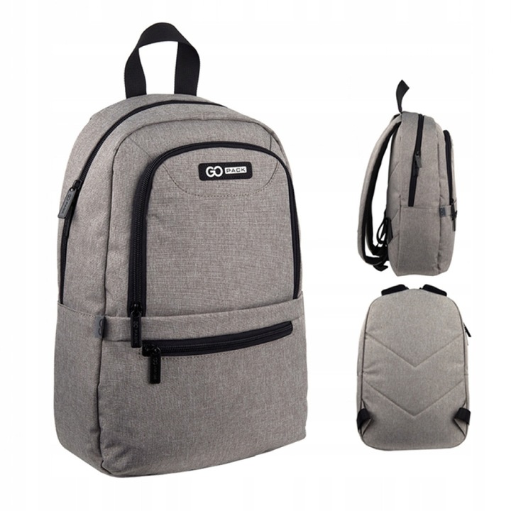 Rucsac scolar urban pentru adolescenti GoPack, bej, 10L, usor, compartiment tableta, stil casual