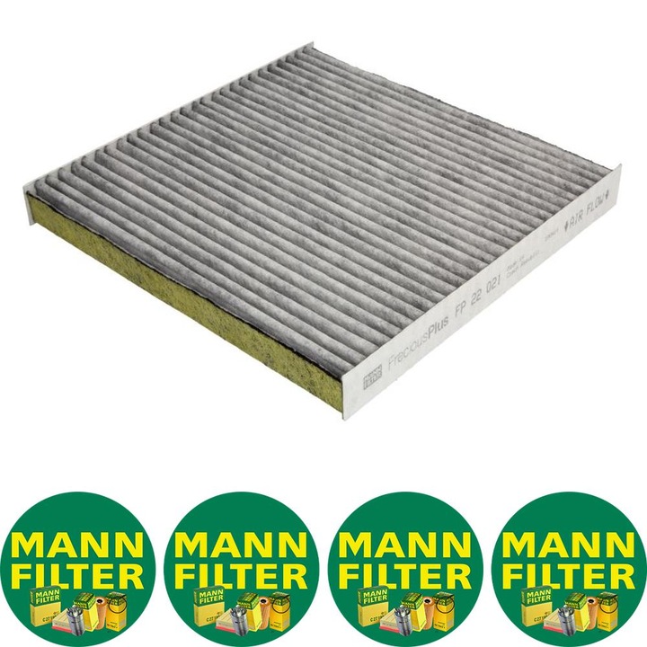 Filtru habitaclu cu carbon activat, cu polifenol Auto Mann Filter FP 22 021 pentru RENAULT TWINGO III, SMART FORFOUR, FORTWO 0.8D-Electric 01.07, 4 stickere Mann Filru