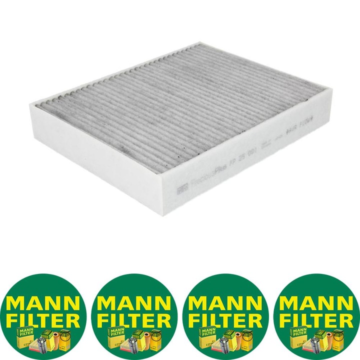 Filtru habitaclu cu carbon activat, cu polifenol Auto Mann Filter FP 25 001 pentru BMW 1 (F20), 1 (F21), 2 (F22, F87), 2 (F23), 3 (F30, F80), 3 (F31), 3 GRAN TURISMO (F34), 4 (F32, F82), 4 (F33, F83) 1.5-3.0H 07.11, 4 stickere Mann Filru
