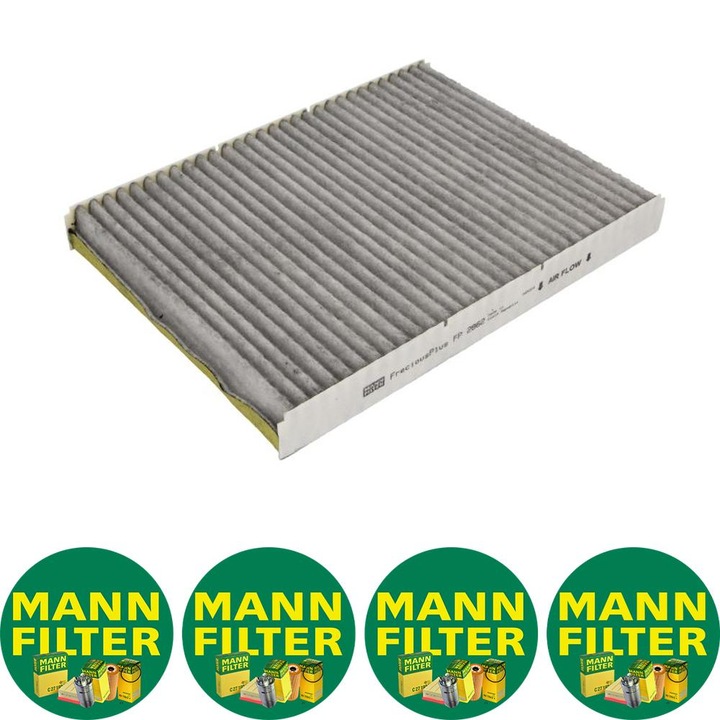 Filtru habitaclu cu carbon activat, cu polifenol Auto Mann Filter FP 2862 pentru AUDI A3, TT, SKODA OCTAVIA I, OCTAVIA I/KOMBI, VW BORA, BORA I, GOLF IV, LUPO I, NEW BEETLE, POLO, POLO III 1.0-3.2 10.94-12.13, 4 stickere Mann Filru