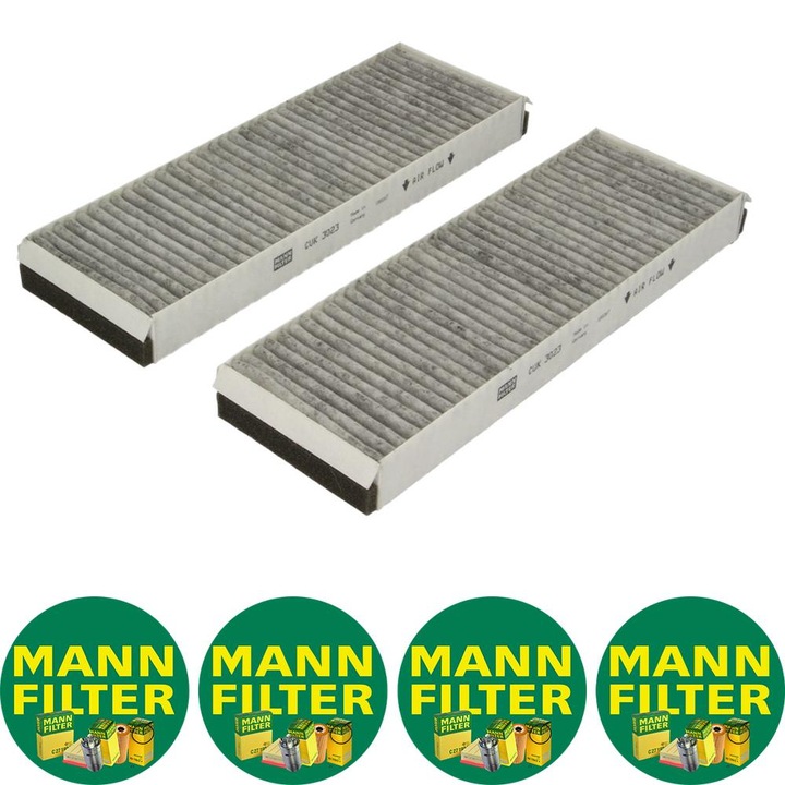 Filtru habitaclu cu carbon activat Auto Mann Filter CUK 3023-2 pentru AUDI A6 ALLROAD C6, A6 C6, R8, R8 SPYDER, LAMBORGHINI GALLARDO, GALLARDO SPYDER, VW XL1 0.8DH-5.2 08.03, 4 stickere Mann Filru