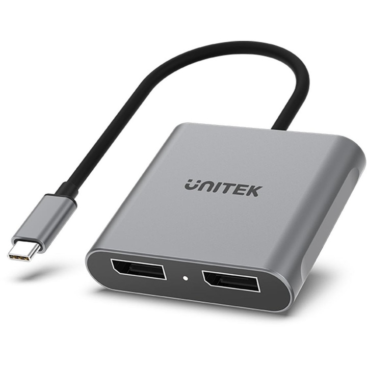 Адаптер USB-C към 2x DP 1.4 порта, Unitek, 8K 60Hz