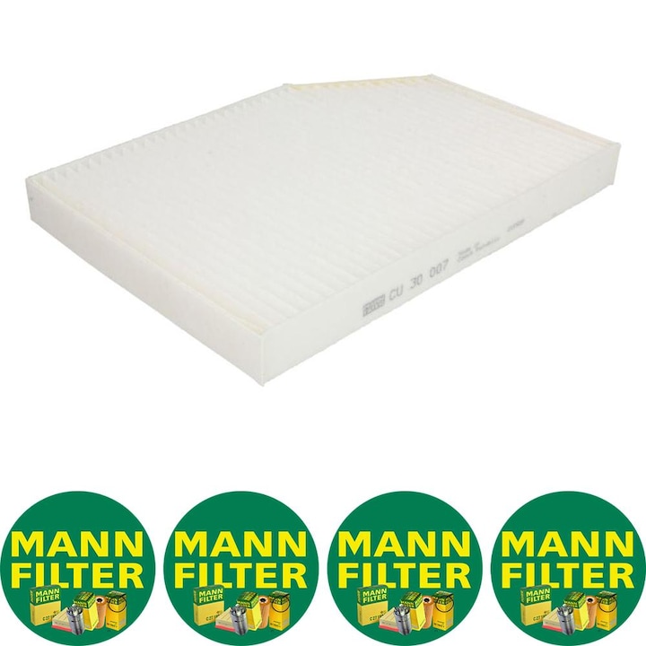 Filtru habitaclu Auto Mann Filter CU 30 007 pentru BMW 2 (G42, G87), 3 (F30, F80), 3 (G20, G80, G28), 3 (G21), 3 (G21, G81), 4 (G22, G82), 4 (G23, G83), 4 GRAN COUPE (G26), I4 (G26), IX3 (G08) 1.6-Electric 11.15, 4 stickere Mann Filru