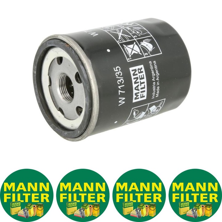 Filtru ulei Auto Mann Filter W 713/35 pentru MITSUBISHI COLT VI, SMART FORFOUR 1.5D 08.04-06.12, 4 stickere Mann Filru