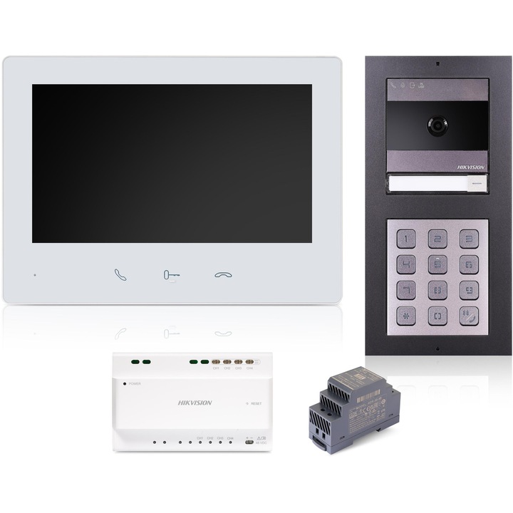 Videomofon, HIKVISION DS-KIS704EY-AFW2/Aluminium, aluminiu, Alb/Negru