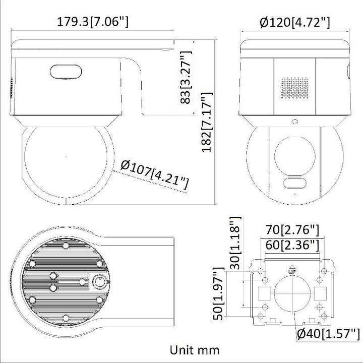 IP PTZ камера за видеонаблюдение HIKVISION DS-2DE3A400BW-DE/W, бяла, компактни размери