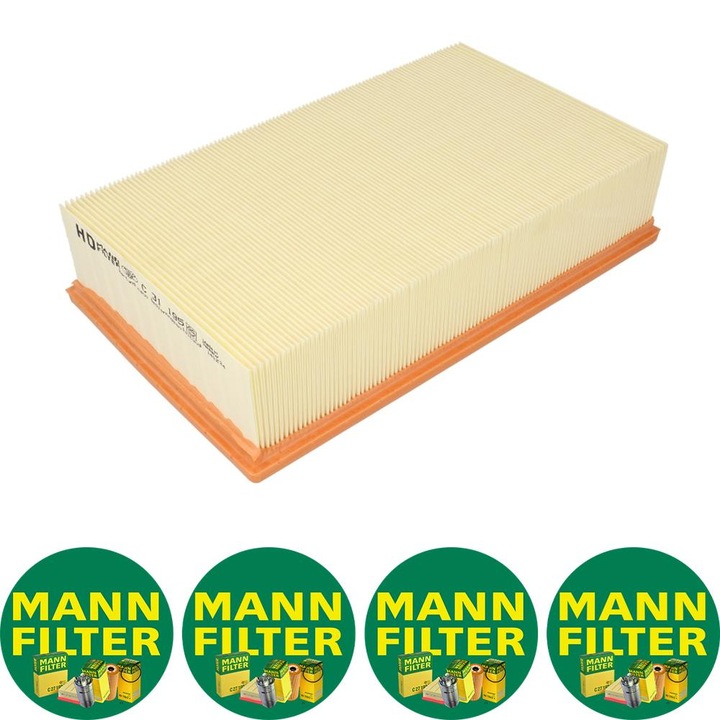 Filtru aer (element filtrant) Auto Mann Filter C 31 195 pentru AUDI 100 C4, A6 C4 2.2/2.4D/2.5D 12.90-12.97, 4 stickere Mann Filru