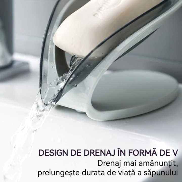 1 самоотводняваща се поставка за сапун + 1 многофункционална четка за измиване на лице, поставка за сапун с вендуза, поставка за сапун за душ, поставка за сапун във формата на листо, дозатор за сапун за баня, кухненска мивка (син)