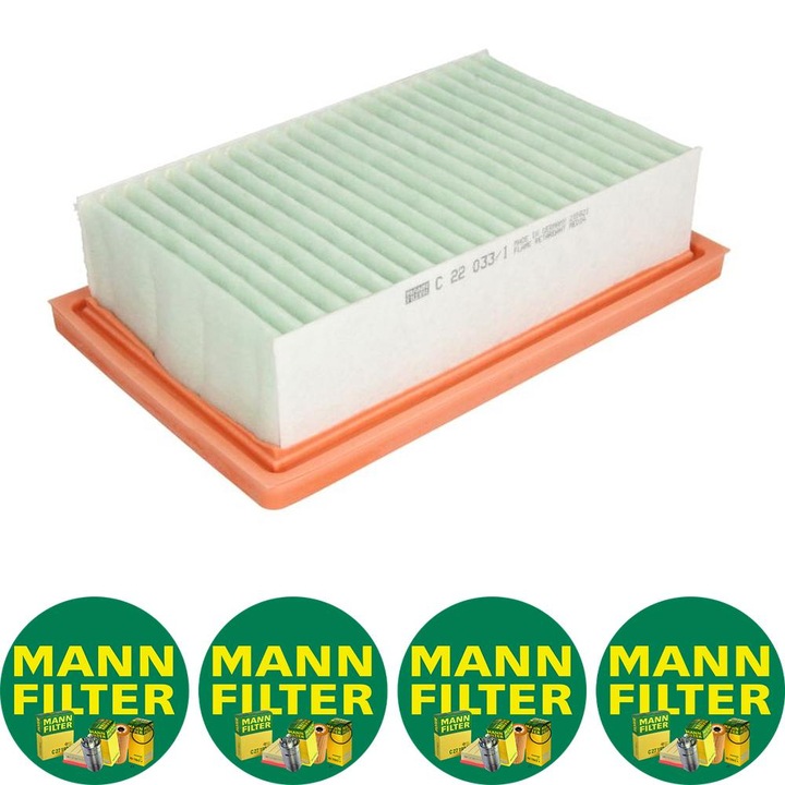 Filtru aer Auto Mann Filter C 22 033/1 pentru RENAULT TWINGO III, SMART FORFOUR, FORTWO 0.9/0.9LPG/1.0 07.14, 4 stickere Mann Filru