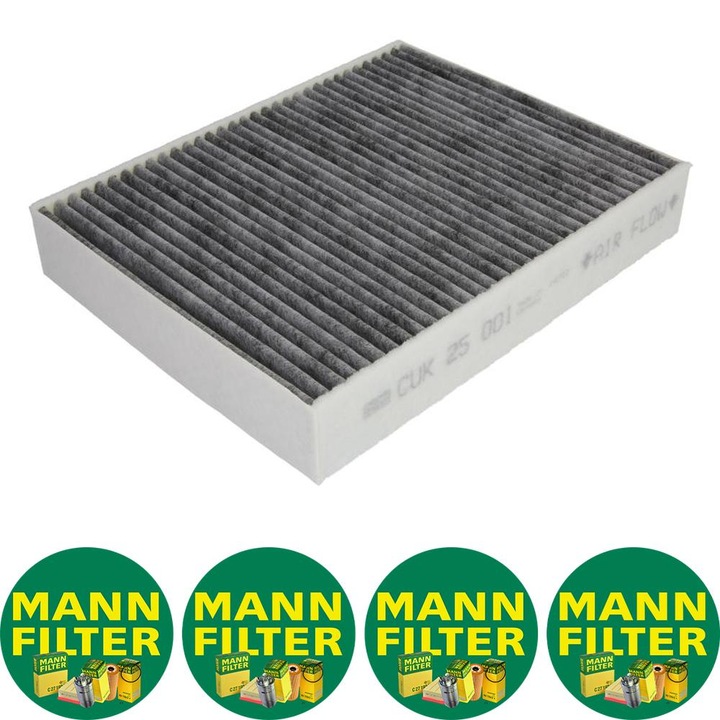 Filtru habitaclu cu carbon activat Auto Mann Filter CUK 25 001 pentru BMW 1 (F20), 1 (F21), 2 (F22, F87), 2 (F23), 3 (F30, F80), 3 (F31), 3 GRAN TURISMO (F34), 4 (F32, F82), 4 (F33, F83) 1.5-3.0H 07.11, 4 stickere Mann Filru