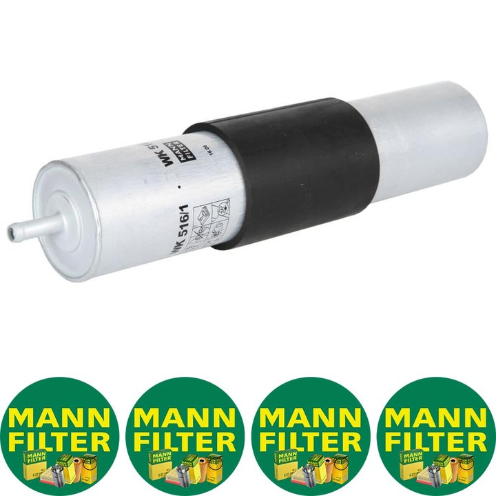 Filtru combustibil Auto Mann Filter WK 516/1 pentru BMW 3 (E36), 3 (E46), 5 (E34), 5 (E39), 7 (E38), 8 (E31), Z3 (E36) 1.6-5.6 01.90-12.07, 4 stickere Mann Filru