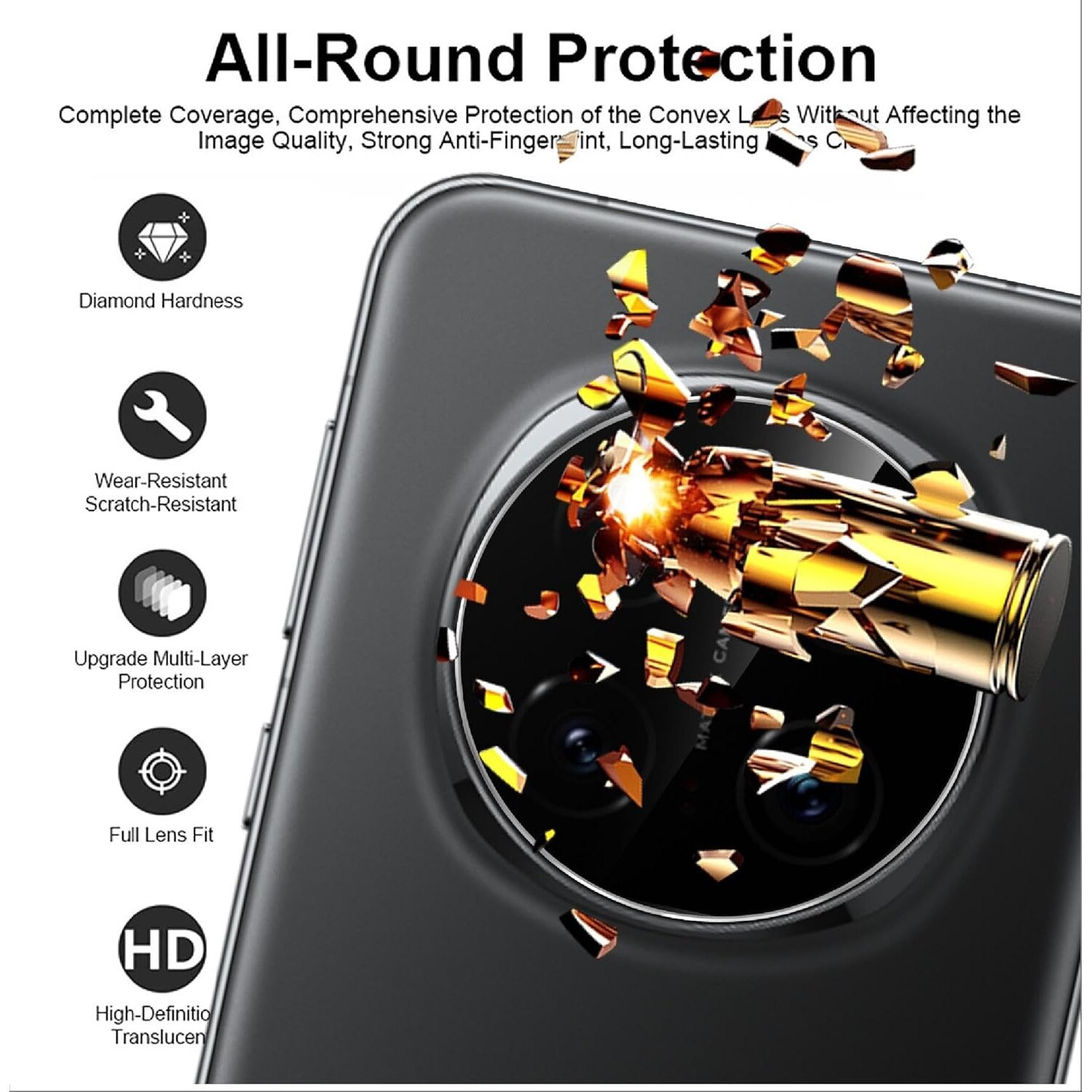 Set 2 Folii Protectie Camera din Sticla Securizata Transparenta pentru HONOR Magic 7 Pro, AntiShock, Grosime 0.2mm