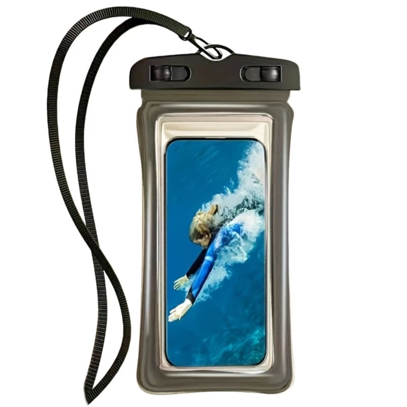 Punga de telefon impermeabila submersibila cu cordon, esentiala pentru calatoriile de croaziera de vacanta pe plaja, impermeabila si rezistenta la zapada, universala, transparenta, confortabila, neagra