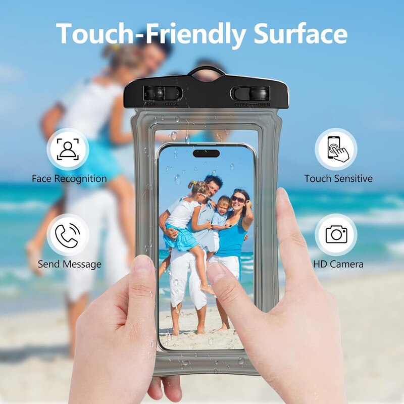 Punga de telefon impermeabila submersibila cu cordon, esentiala pentru calatoriile de croaziera de vacanta pe plaja, impermeabila si rezistenta la zapada, universala, transparenta, confortabila, neagra