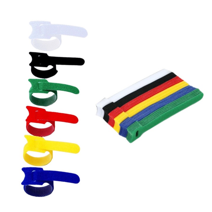 Set de 60 de legaturi reutilizabile pentru cabluri, multicolor, 150x12mm