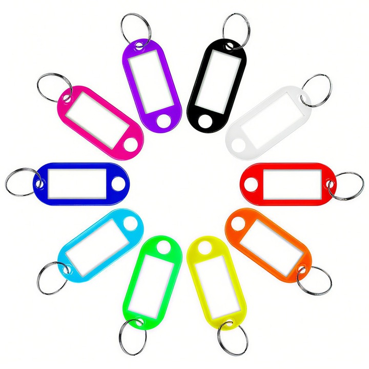 Címkés kulcstartók, 10 darabos készlet, 10 szín, 2x0.87x0.12 hüvelyk, tartós kialakítás és könnyű újraírás
