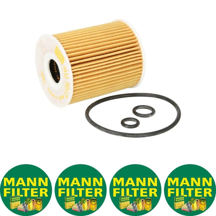 Filtru ulei Auto Mann Filter HU 7017 Z pentru SEAT IBIZA IV, IBIZA IV SC, IBIZA IV ST, IBIZA IV/HATCHBACK, SKODA FABIA II, ROOMSTER, ROOMSTER PRAKTIK, VW POLO, POLO V 1.2D 10.09-05.15, 4 stickere Mann Filru