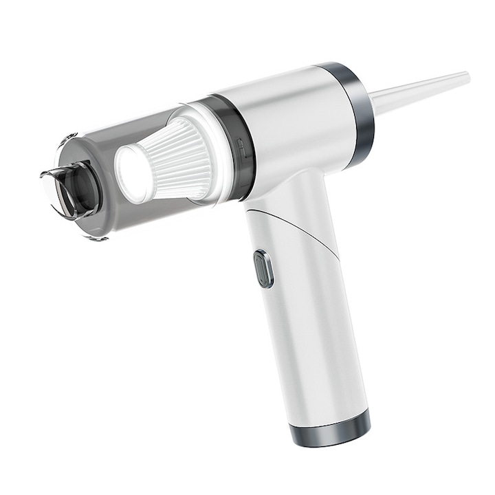 Прахосмукачка, преносима, безжична, за мокро/сухо почистване, 120W, 30 минути автономна работа, вместимост 120мл, LED, бяла