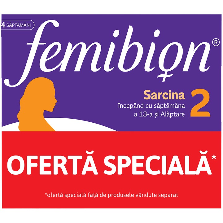 Pachet Suplimente pentru sarcina Femibion 2, saptamanile 13-40, DHA si alaptare, acid folic Plus & DHA, 56 comprimate + 56 capsule
