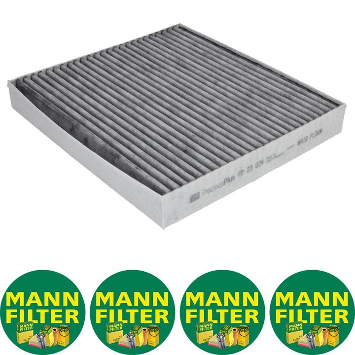 Filtru habitaclu cu carbon activat, cu polifenol Auto Mann Filter FP 23 024 pentru HYUNDAI KONA, SONATA VIII, STARIA, TUCSON, KIA EV6, OPTIMA, SORENTO IV, SPORTAGE V 1.6-Electric 01.20, 4 stickere Mann Filru