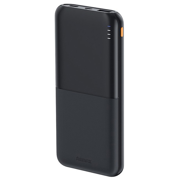 Remax RPP-23 külső akkumulátor, 10 000 mAh akkumulátor, USB + C típusú csatlakozó, LED kijelző, fekete