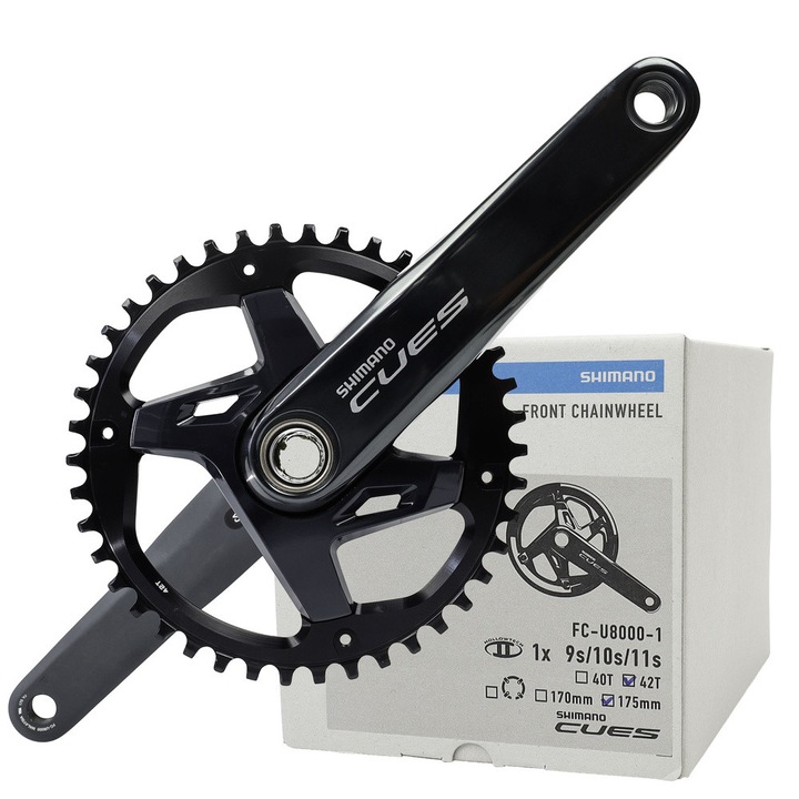 Angrenaj bicicletă Shimano Cues FC-U8000-1, 42T, 175 mm, grafit