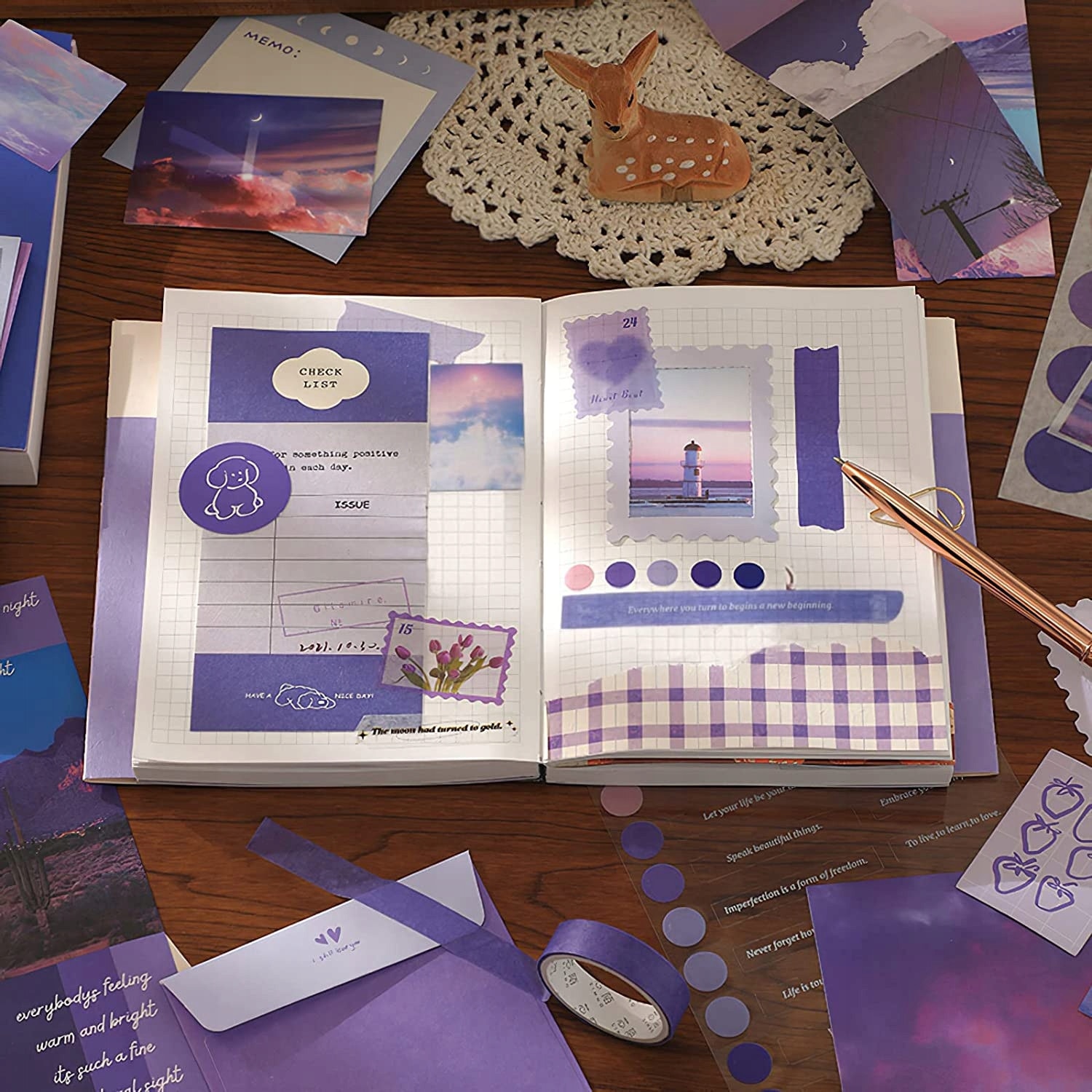 Set de Scrapbooking KIDINO, 346 elemente, stil vintage, notepad A6 ...