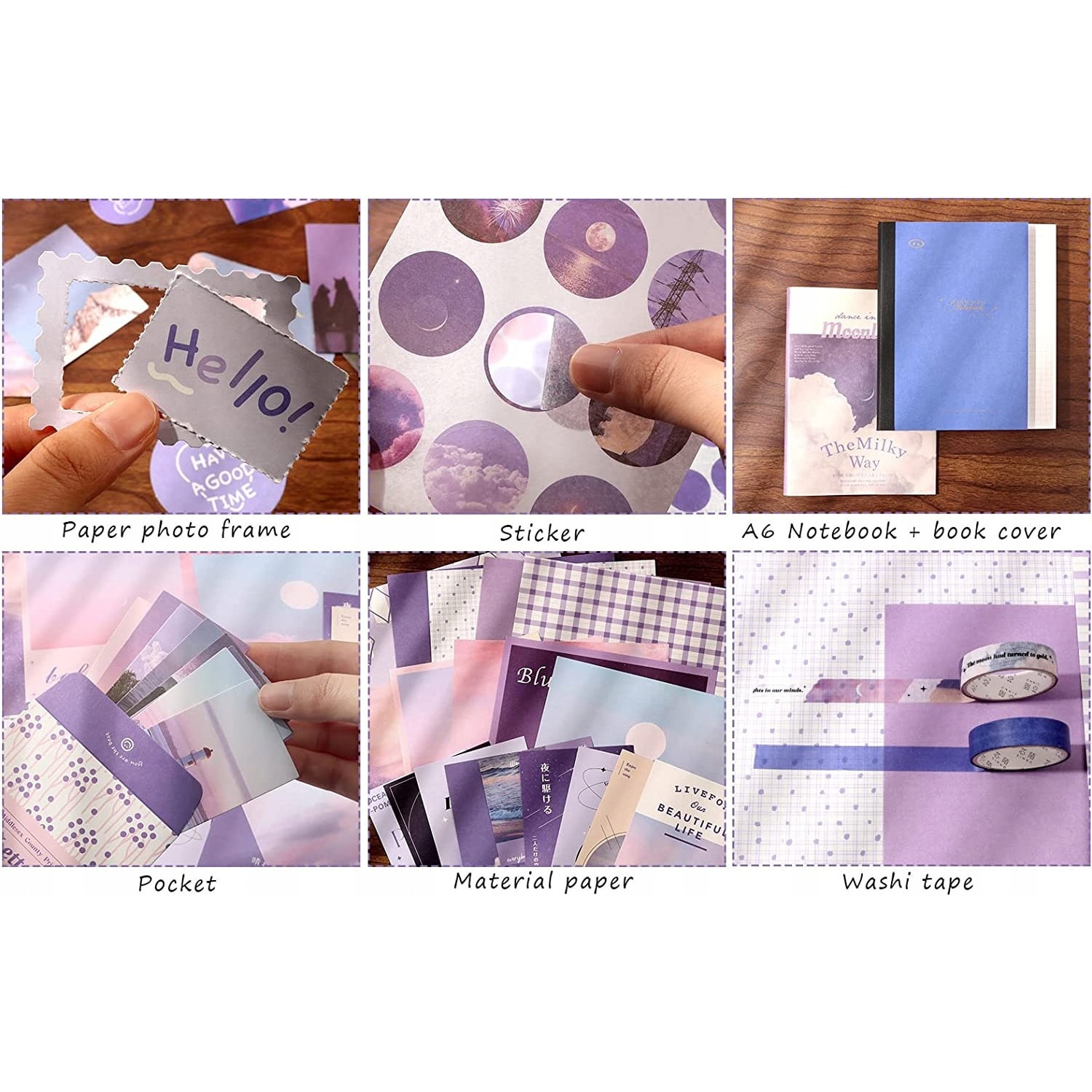 Set de Scrapbooking KIDINO, 346 elemente, stil vintage, notepad A6 ...