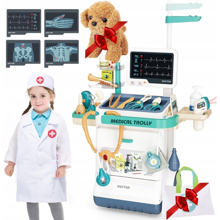 Set joaca doctor KIDINO, statie medicala, efecte sonore si luminoase, multicolor, 120x46.5x26.5cm