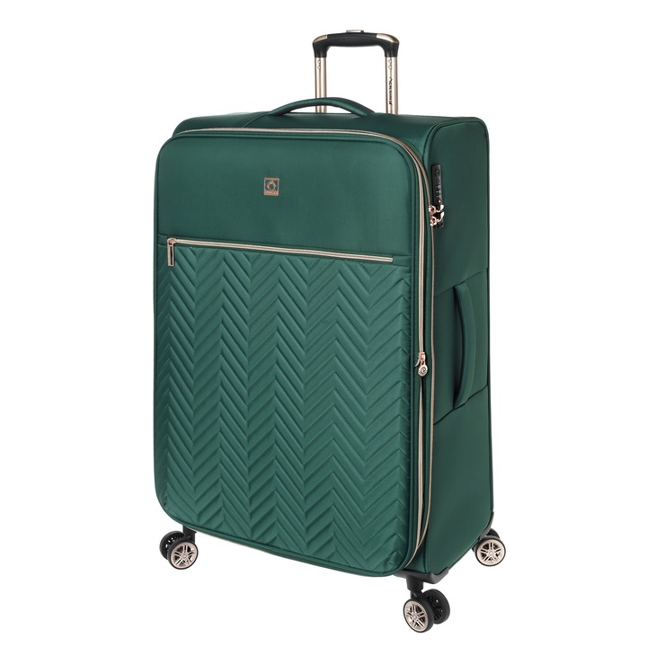 Troler mare extensibil Diplomat Monaco 78x48x31/36 cm, +25% capacitate, fermoar antifurt, bagaj de cala, poliester, verde
