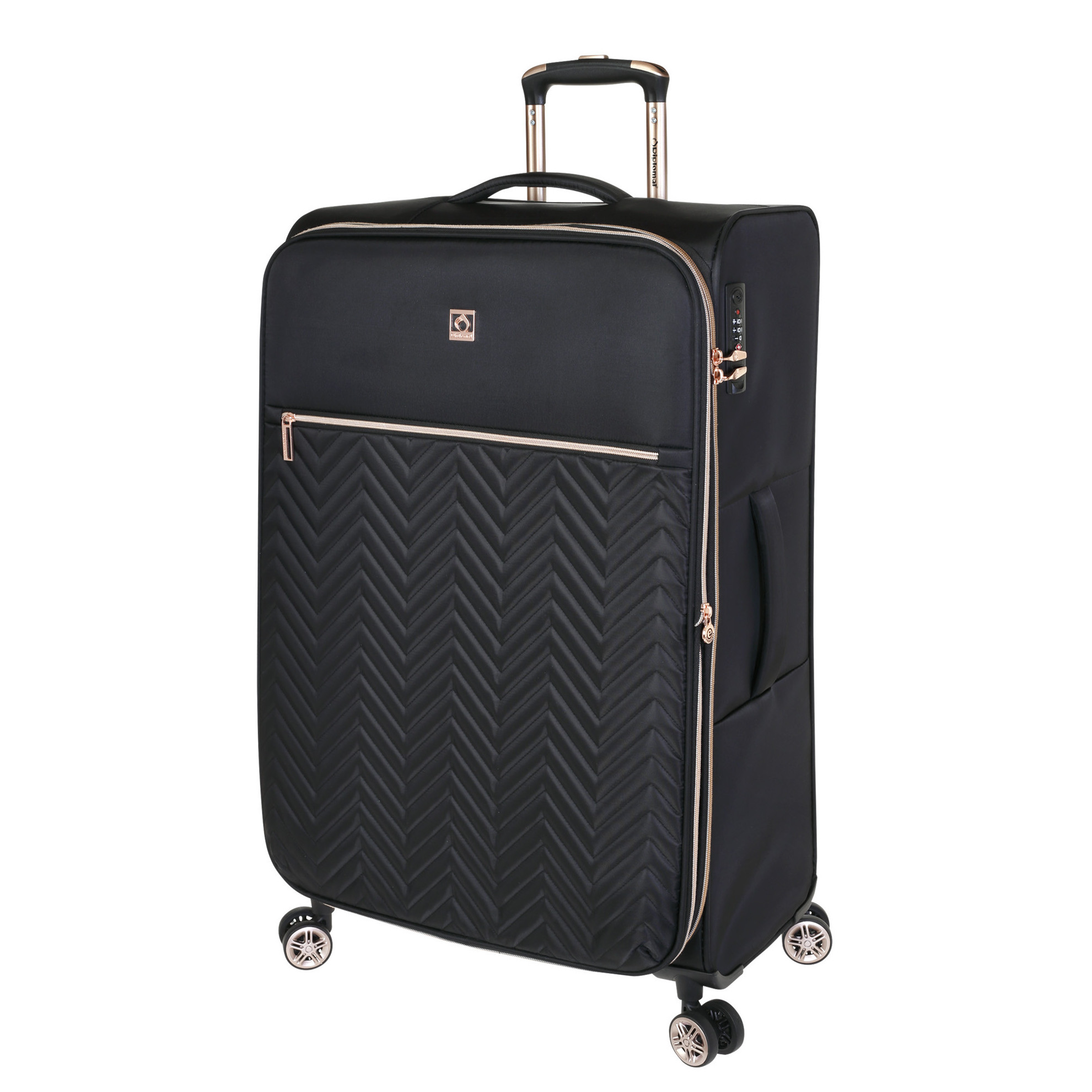 Troler mare extensibil Diplomat Monaco 78x48x31/36 cm, +25% capacitate, fermoar antifurt, bagaj de cala, poliester, negru