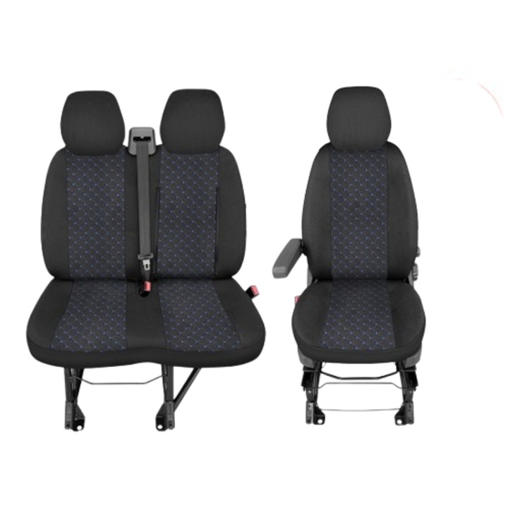 Set huse scaune pentru Peugeot Boxer, Albastru/Negru