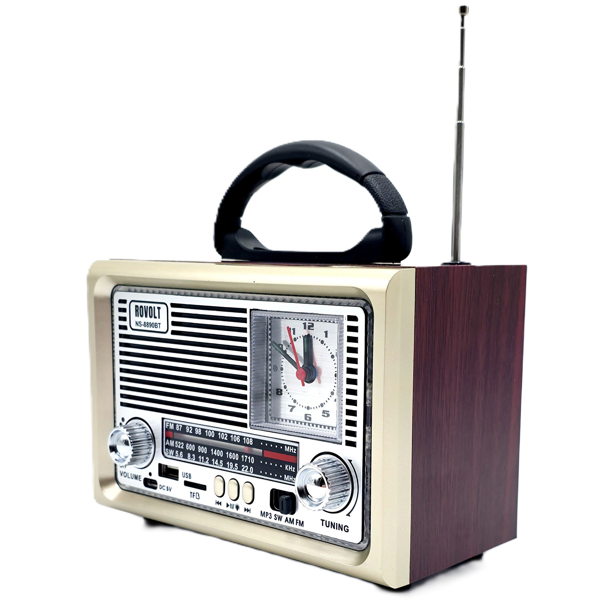 Radio ROVOLT® NS - 8890BT Design Vintage, Iluminare LED, Bluetooth
