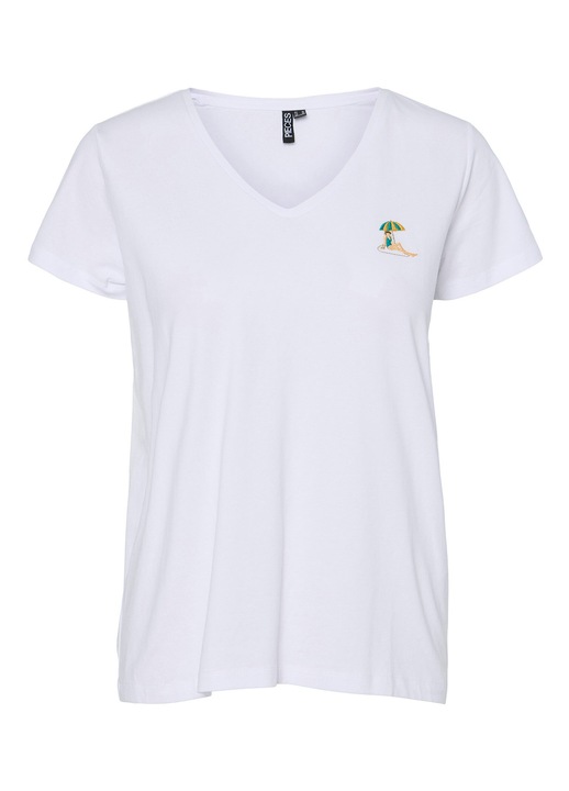 Pieces női póló, 17157705, pamut, fehér, Fehér