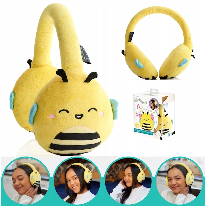 Squishmallows Sunny Bee Bluetooth fejhallgató gyerekeknek, HMSQM-BT-SUNNY