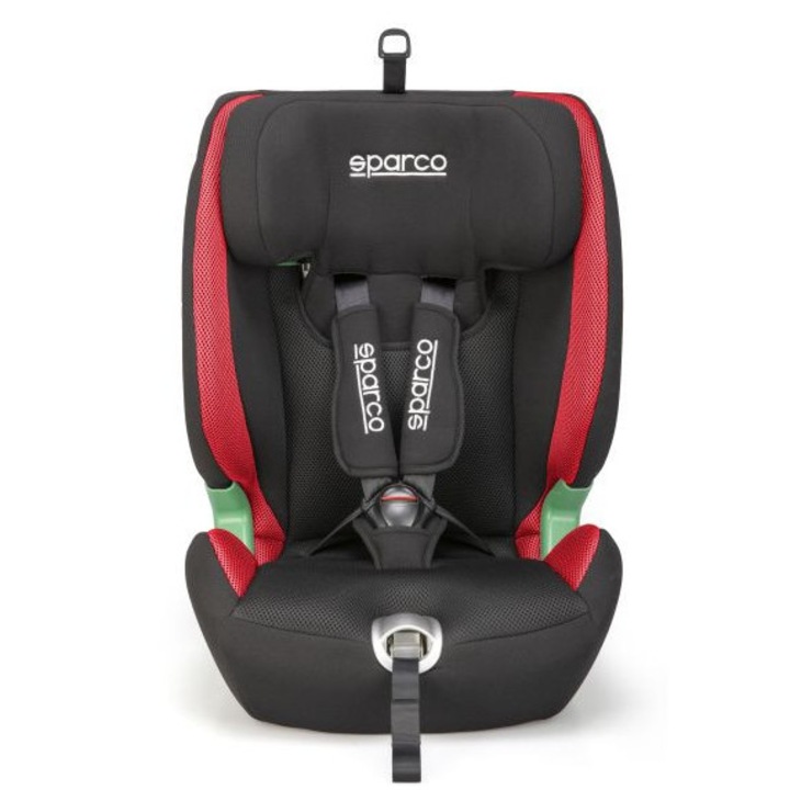 Scaun auto copii, Sparco, 9-36 kg, ISOFIX + Top Tether, ECE R129, negru/rosu