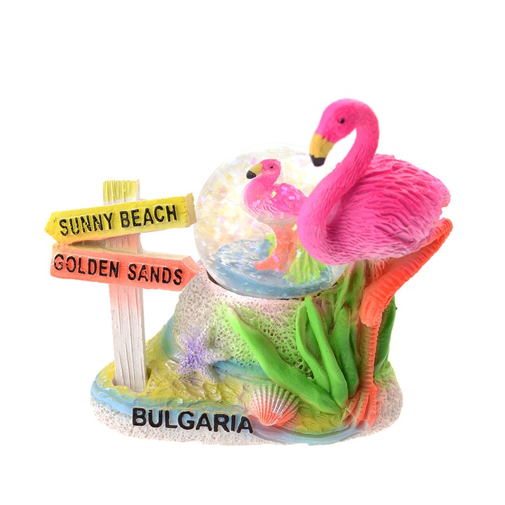 Accesoriu decorativ, Prespapier Flamingo, sticla/ceramica, 8x5x7 cm