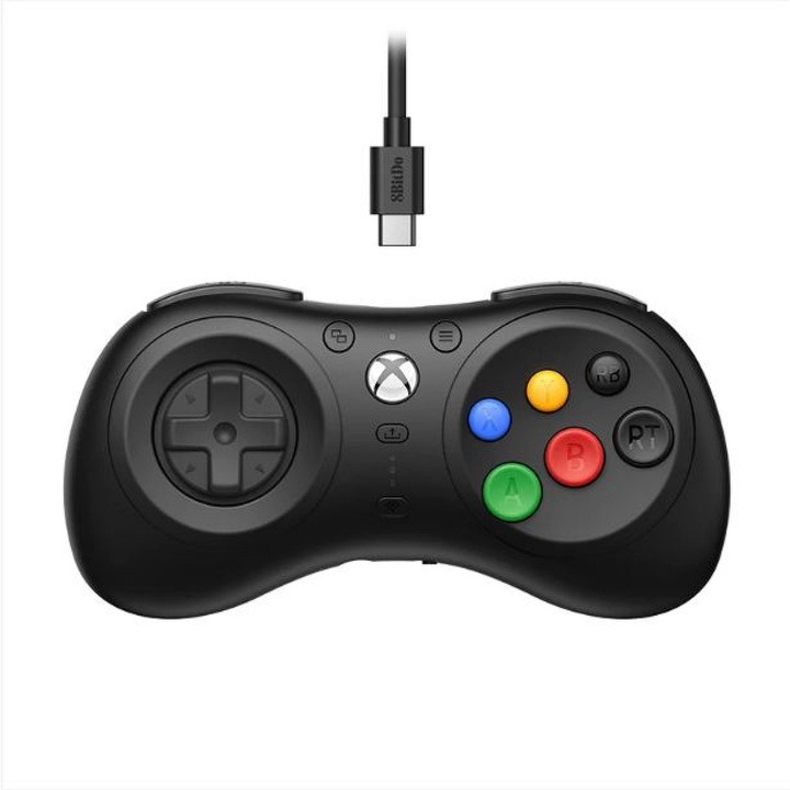 8BitDo M30 vezetékes retró gamepad Xboxhoz és Windowshoz – USB-C, fekete
