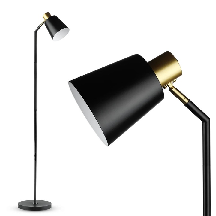 Lampa de podea, DYT, L260, 18 cm, E27, eleganta, minimalista, abajur reglabil, stabila, usor de instalat, ideala pentru diverse camere foto, Metal, Sursa de lumina incorporata, Design modern
